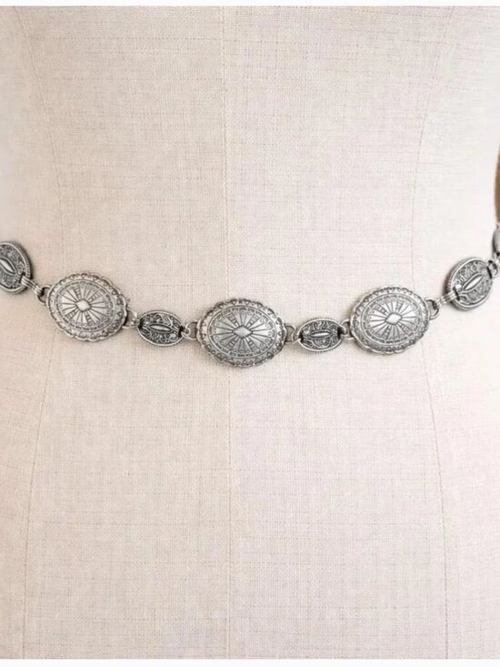 vintage silver womens concho belt boho southwestern cowgirl Size Small